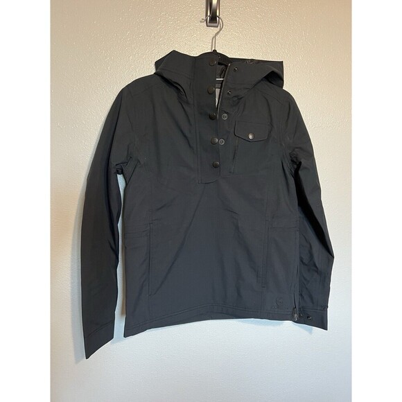 Aether Anorak Womens Size 2 Jet Black Hooded Pullover Jacket Coat Medium - Picture 1 of 8